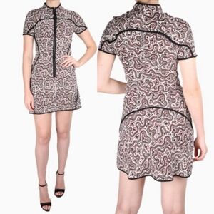 A.L.C. Silk Floral Calico Paisley Mini Short Quarter Zip Dress Size 4